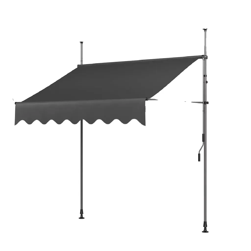Auvent de balcon sans perçage 300x120 cm - Store extérieur réglable gris