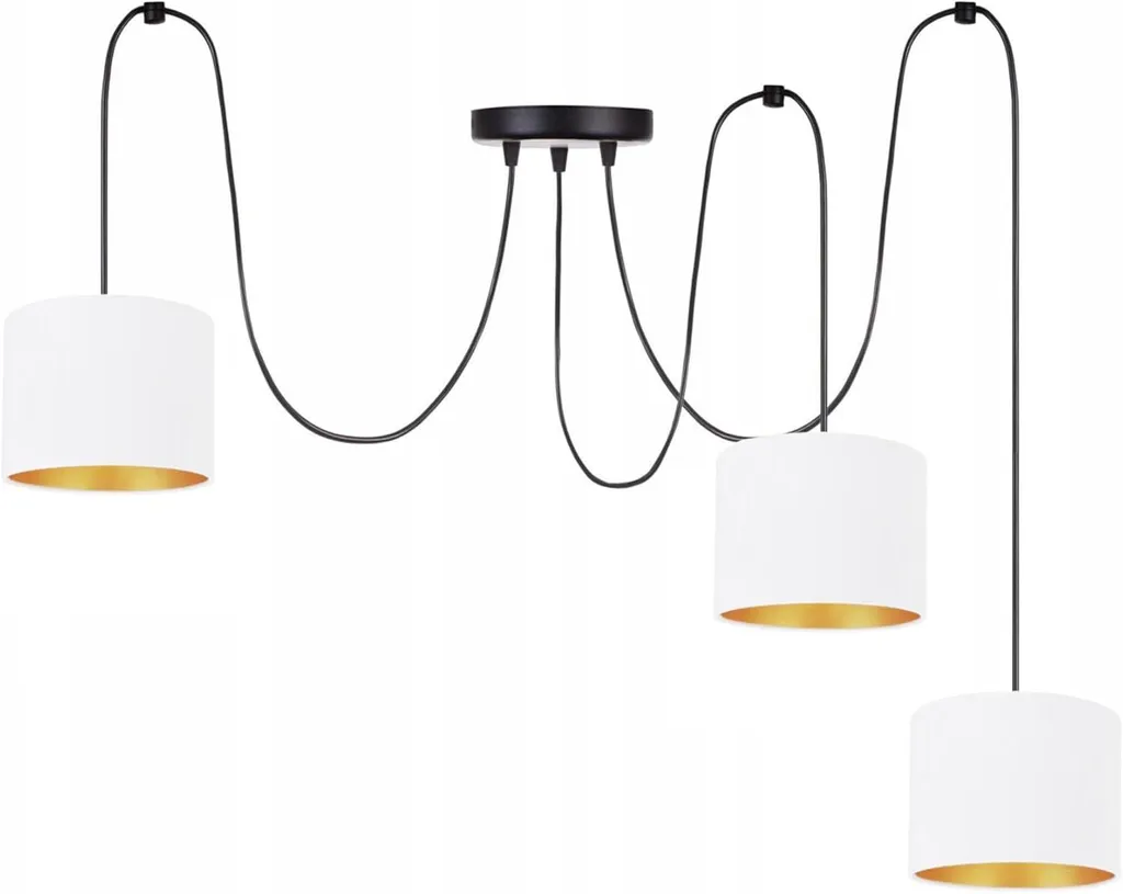 Plafoniera Moderna Velluto Bianco 3 Luci E27 - Lampada Design Vintage