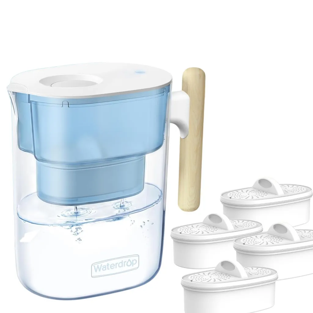 Caraffa filtrante Waterdrop Chubby 3,5L con cartuccia filtrante 4×90 giorni, certificata NSF, senza BPA, blu (filtro di ricambio: WD-PF-01A Plus)