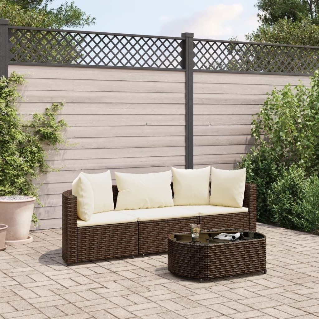 Maison Exclusive - 4-tlg. Garten-Sofagarnitur mit Kissen Braun Poly Rattan