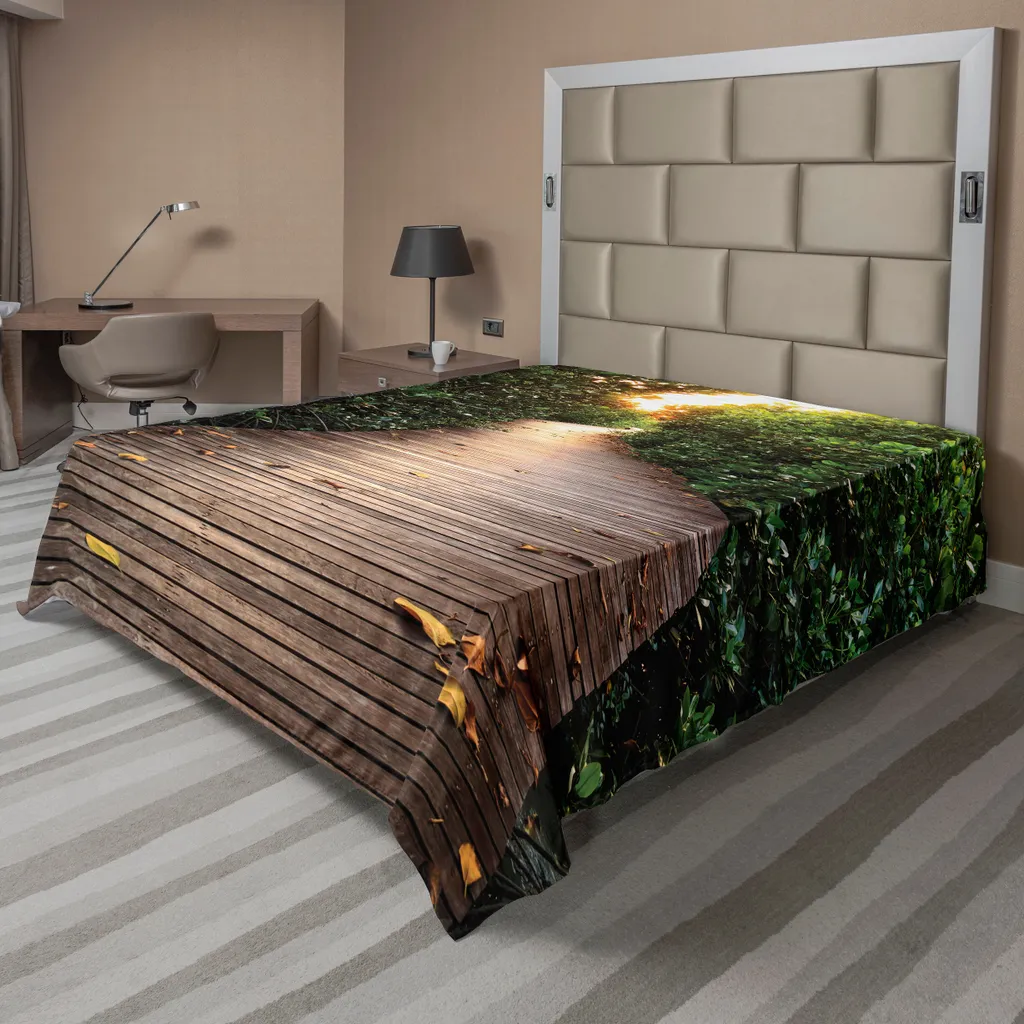 Drap de lit Jungle confortable en microfibre douce et feuilles dorées