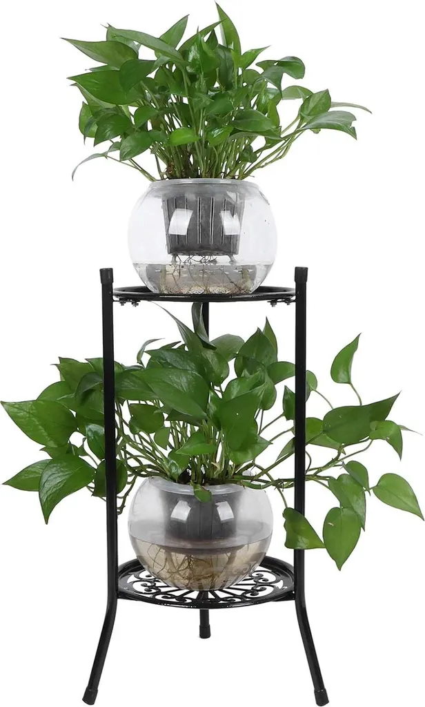 Support plantes pour salon et bureau étagère fleurs compacte noire