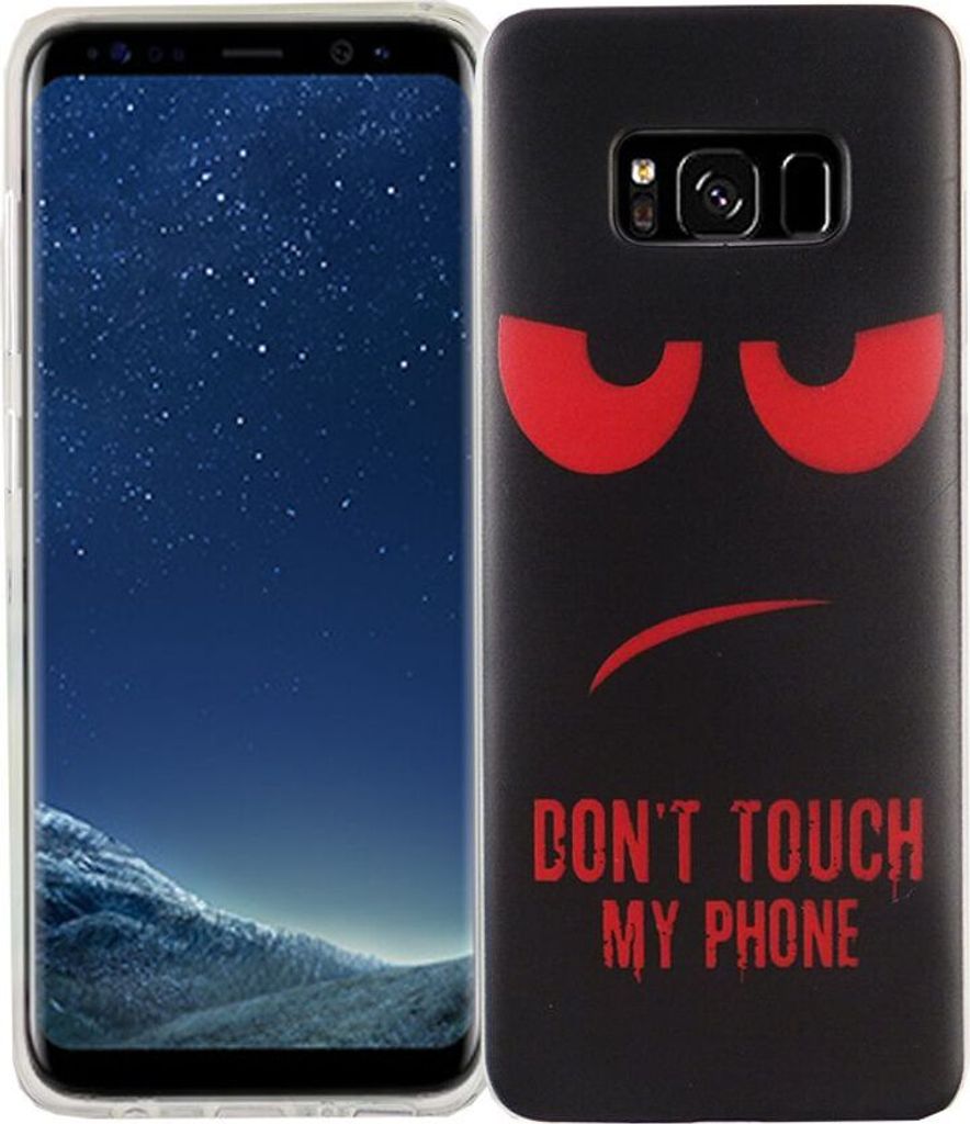 Handy Hülle für Samsung Galaxy S8 Cover Case Schutz Tasche Motiv Slim Silikon TPU Dont Touch my Phone Rot