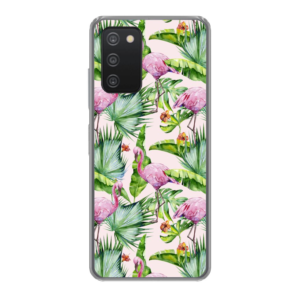 MuchoWow Handyhülle Schutzhülle Hülle für Samsung galaxy a73 Flamingo - Pflanzen - Muster Silikon Softcase Handy Hülle - Handyhülle