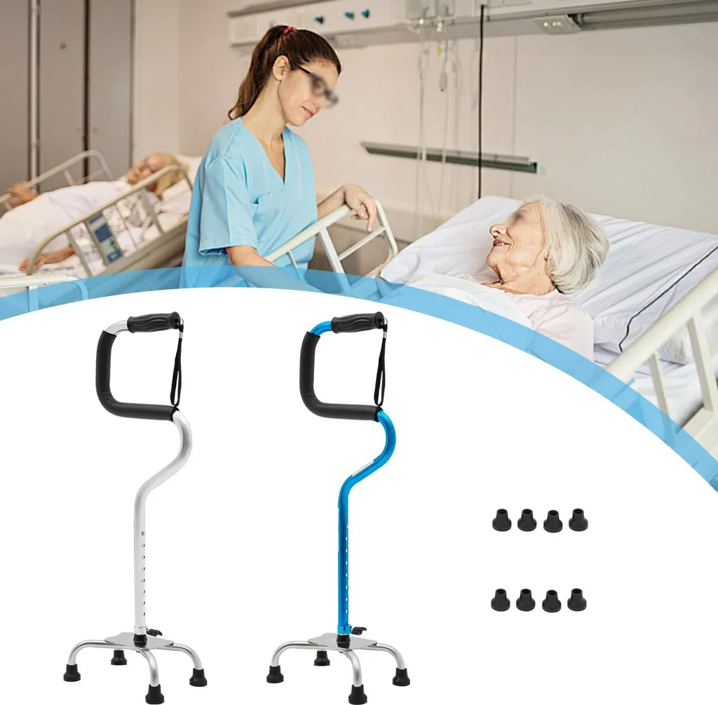 Canne quadripode stable pour aide à la marche et équilibre sécurisé