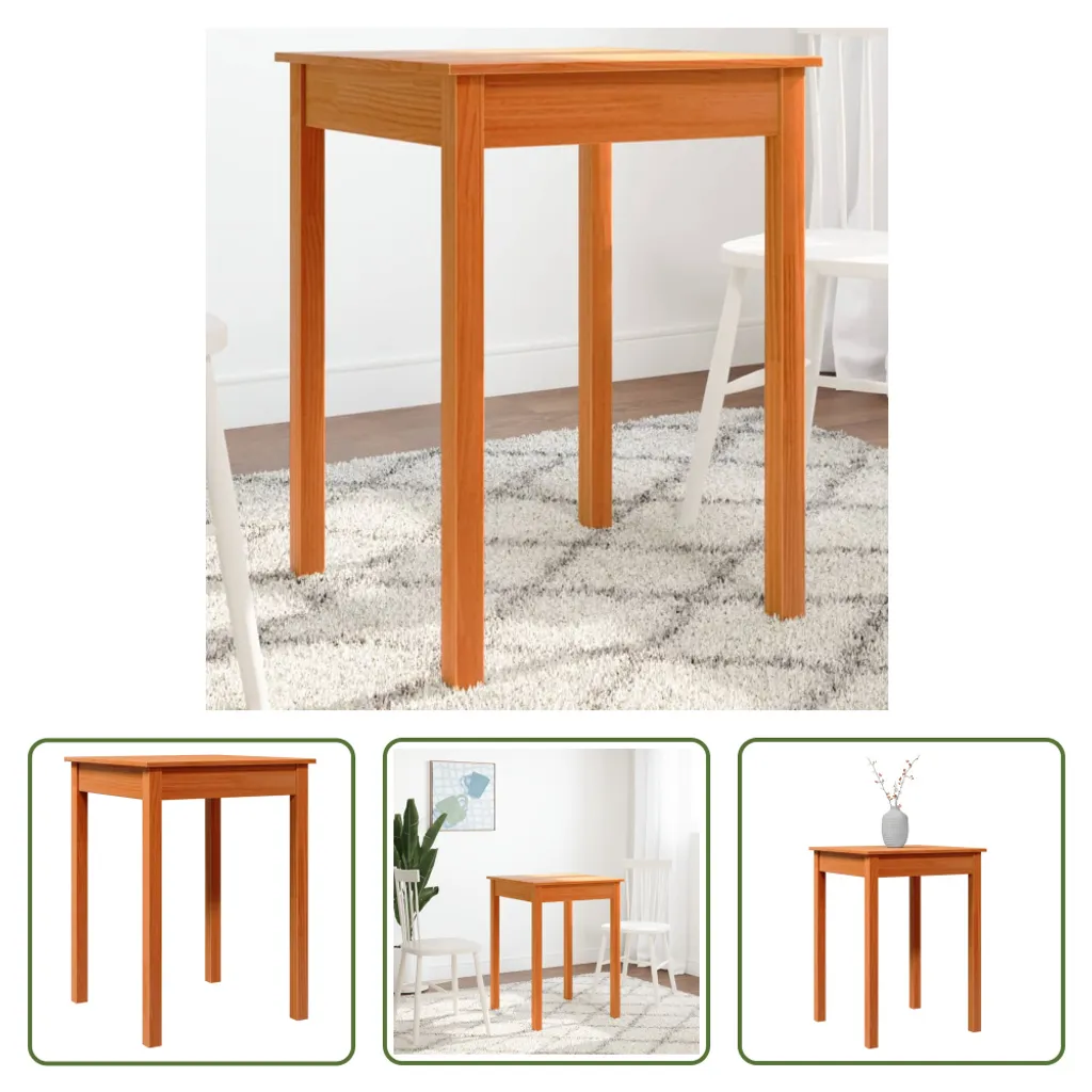 Tavolo Cucina Salotto 55x55 cm Legno Pino Massiccio Marrone Scuro Living