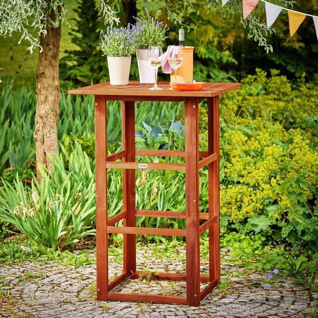 CASARIA® Stehtisch Holz 110 cm Hoch 75 x 75 cm Eckig Massiv Produktbild 9