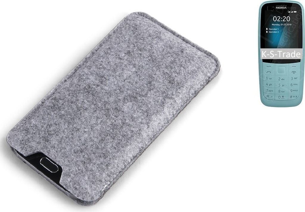 K-S-Trade Filz Handyhülle kompatibel mit Nokia 220 4G Schutzhülle Filztasche Filz Tasche Case Sleeve Handy Hülle Filzhülle grau