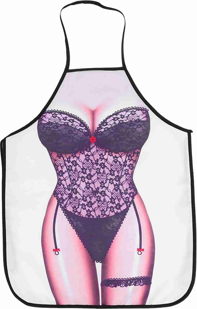3D Funny Cooking Apron Sexy Mann Frau Schürze Wasserdichte Schürze (Schwarze Spitze Frau)