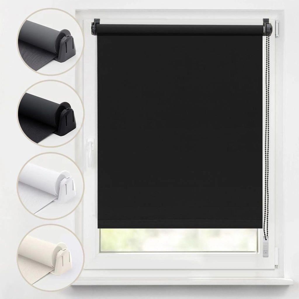 Verdunklungsrollo 80x220cm Schwarz Thermorollo Fensterrollo Produktbild 