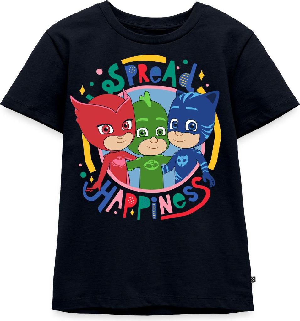 Spreadshirt PJ Masks Gruppenbild Eulette Gekko Catboy Kinder Premium T-Shirt, 98/104 (2 Jahre), Navy