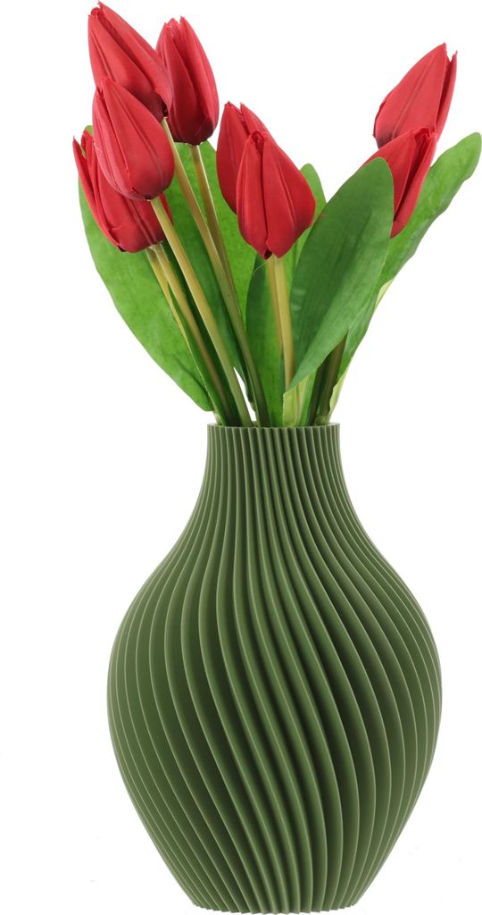 3D Druck Deko Vase Flasche für Kunstblumen Blumenvase Trockenblumen für Pampasgras Höhe 20cm Grün Vase für Bauklotzblumen