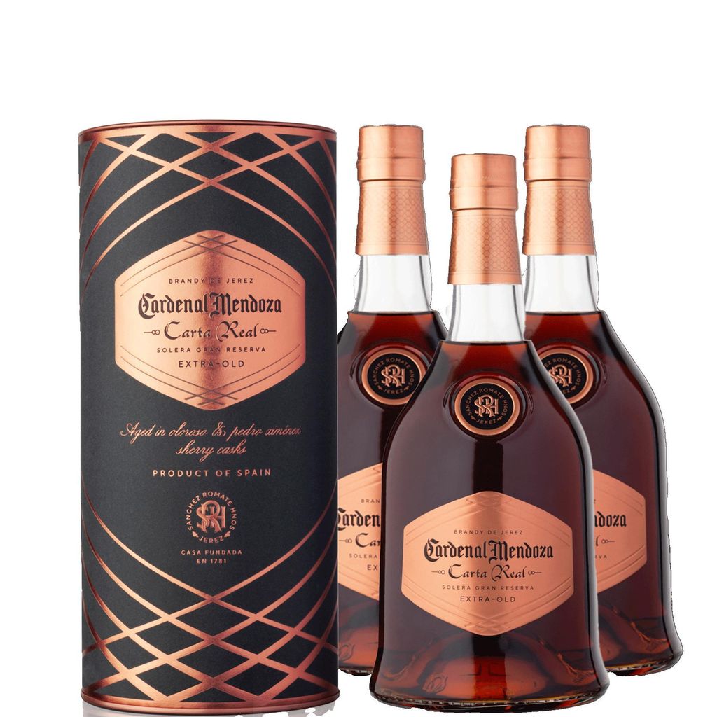 Cardenal Mendoza Carta Real Solera Gran Reserva Brandy de Jerez 40% vol (3x 0,7 l) in Metallgeschenkhülle