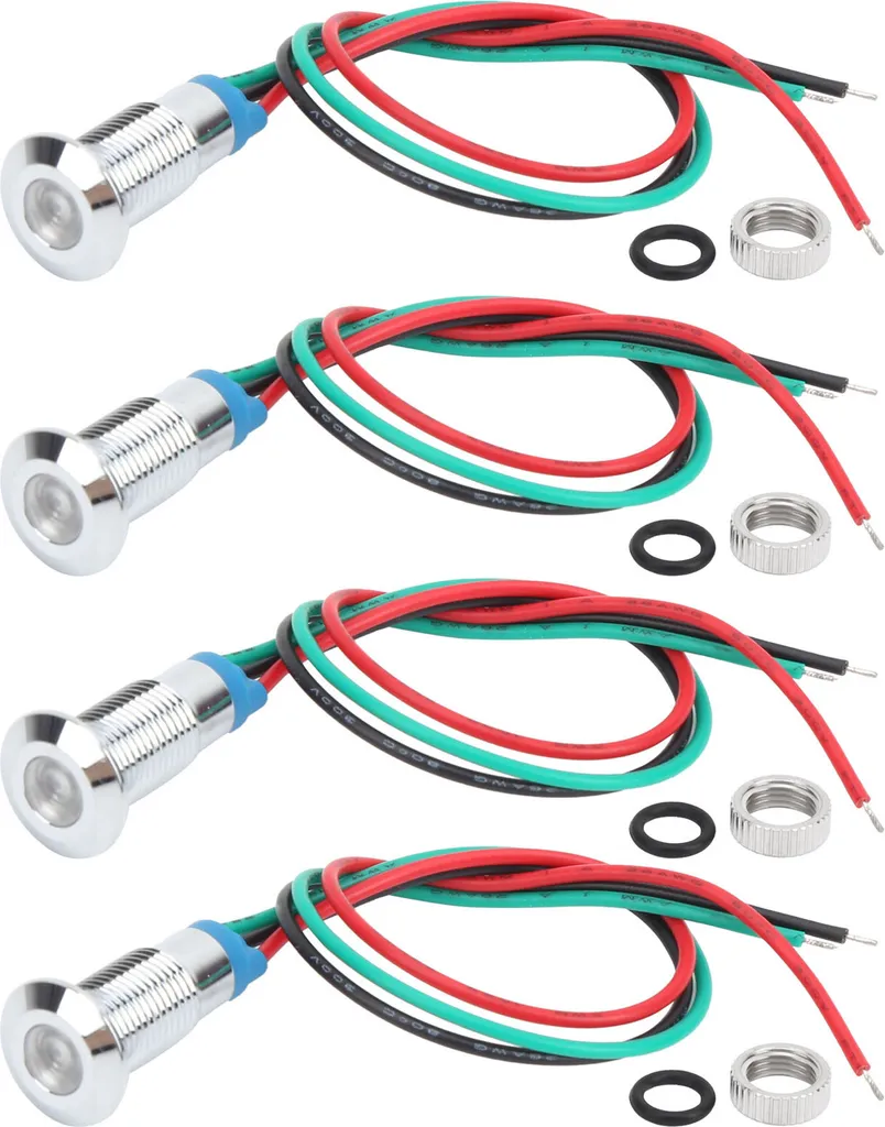 Set 4 Spie LED Metallo 8mm 36V Bicolore - Soluzione Cablaggio Rapido