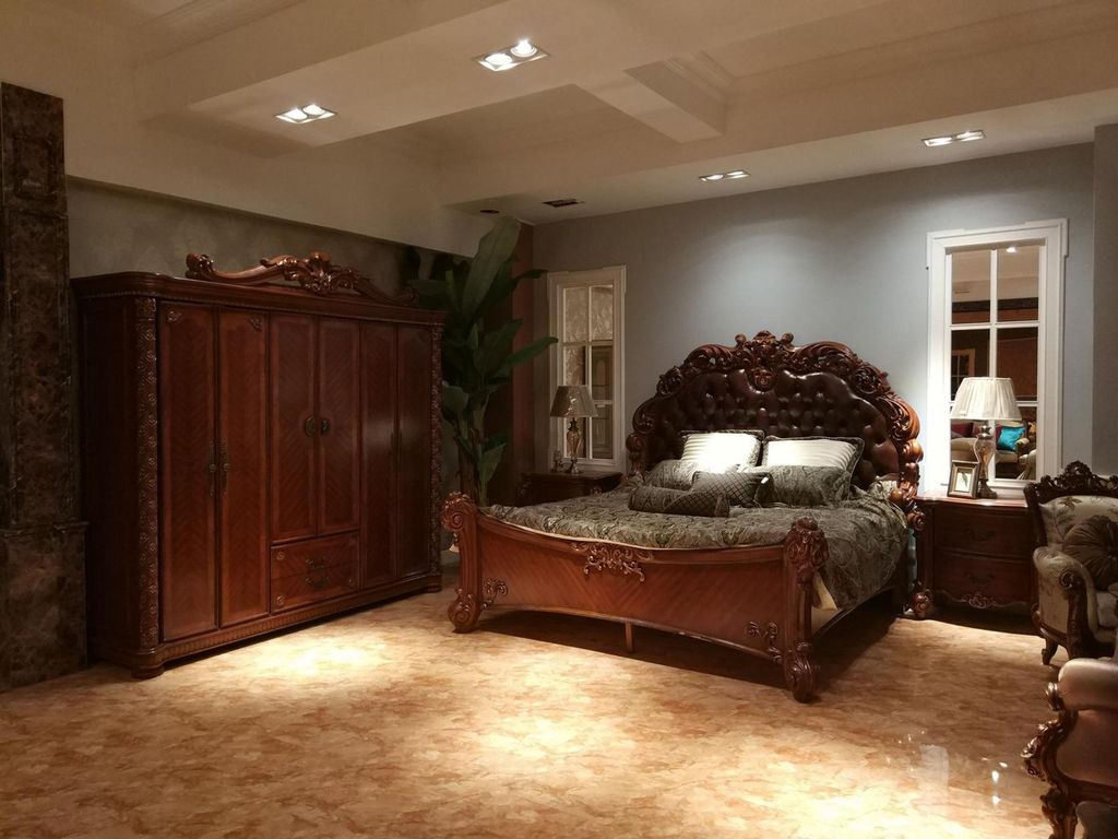 Bett Polster Design Luxus Doppel Hotel Betten Schlaf Zimmer Leder Chesterfield