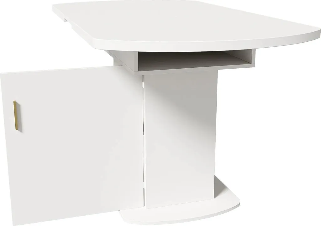 Table ovale extensible 110/130 cm blanc et or style moderne minimaliste - 8