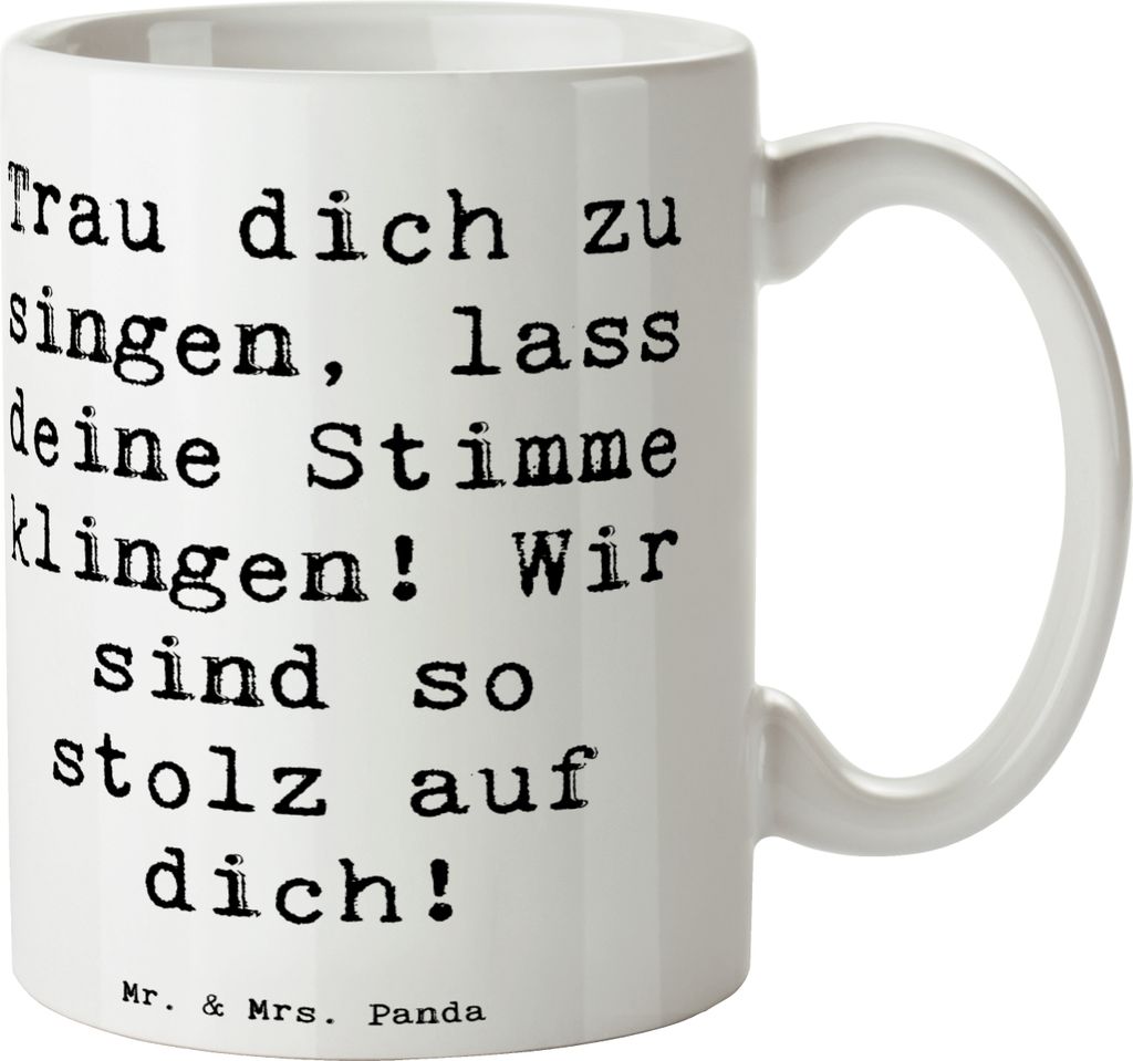 Mr. & Mrs. Panda Becher Spruch Vokale und musikalische Auftritte meistern - Weiß - Geschenk, Lebensfreude, Mutmacher, schöne tasse, Gesang, hafer...