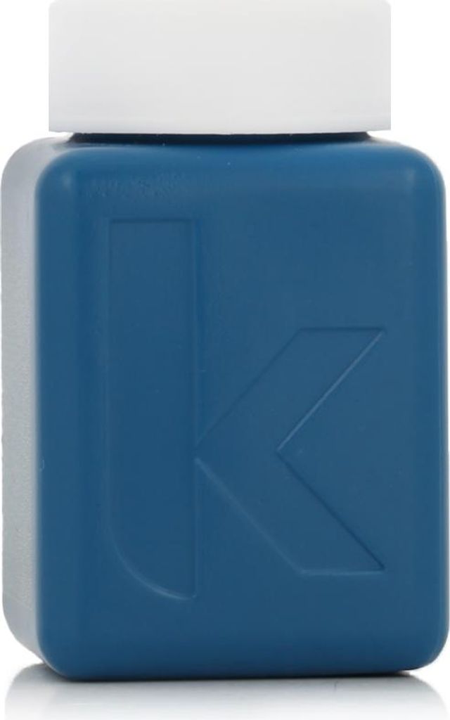 A close-up studio shot of a small, square blue bottle with a white cap.