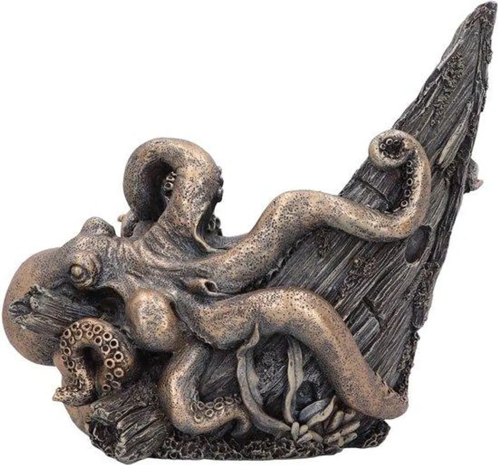 Support de bouteille Kraken en bronze 25cm - Accessoire bar original