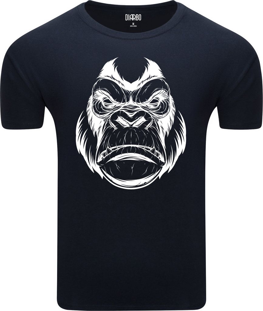 Diarbo Herren T-Shirt mit Tierliebhaber Druck Wütender Gorillakopf Dunkelblau Gr.M