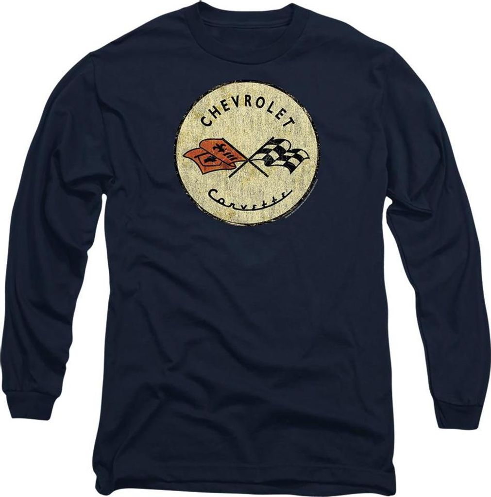 Chevrolet - "Old Vette" T-Shirt für Herren/Damen Uni, Langärmlig TV21767 (XL) (Marine)