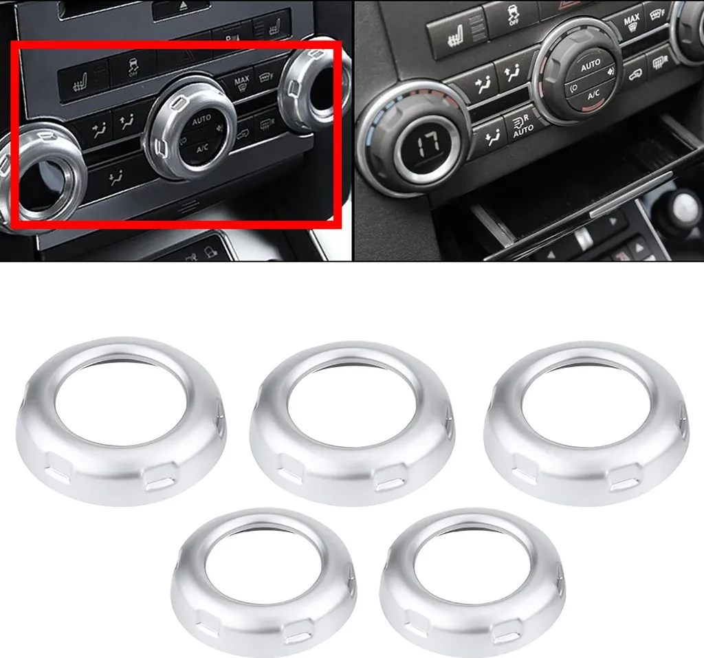 Bague de Réglage Climatisation Argentée en ABS Chromé pour Intérieur Auto