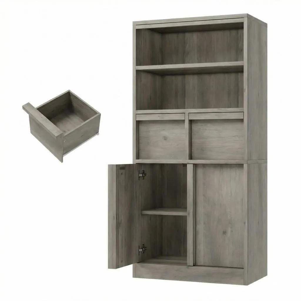 Armoire de bureau grise pour dossiers et archives avec tablettes amovibles