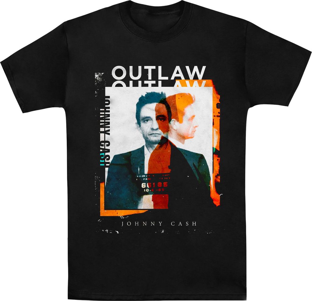 Johnny Cash - "Outlaw" T-Shirt für Herren/Damen Uni RO2377 (XXL) (Schwarz)