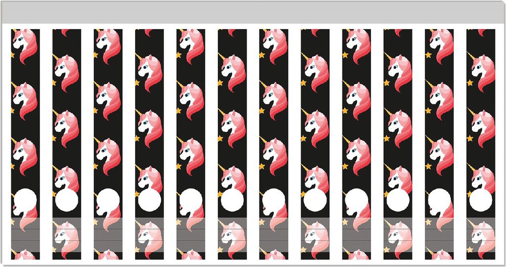 Wallario Ordnerrücken Sticker, selbstklebend für schmale Ordner, 12 Stück, Motiv Einhorn Muster - Süße rosa Einhörner mit Sternen