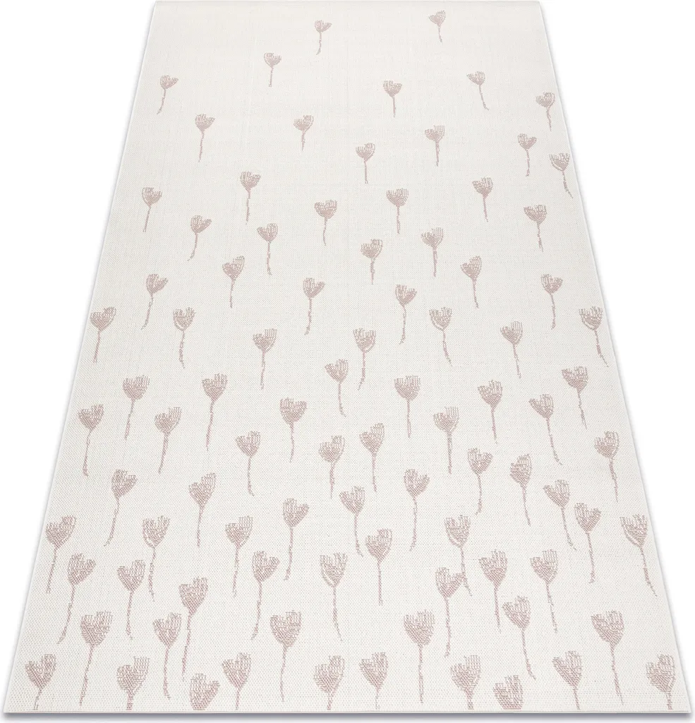 Tapis plat facile d'entretien 160x230 cm sisal rose beige fleurs