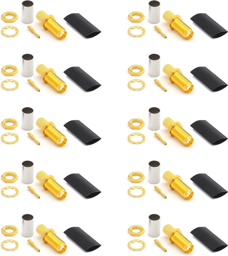 SMA Buchse LMR240 LMR-240 RG59U RG8X RG-8X RF-Koaxialkabelstecker vergoldet (10er-Pack)