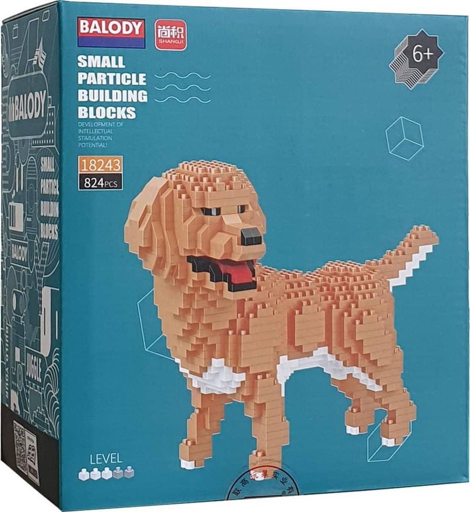 Balody Golden Retriever Hund mit Nanoblocks Mini-Lego-Bausteinen 824 Teile
