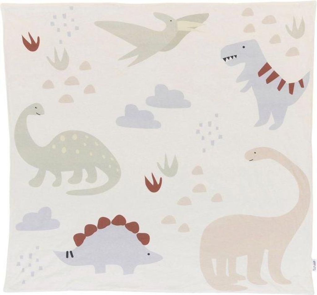 Spielmatte, TINEO, Nomade, 100 x 100 cm, Dinosauriermuster, Jersey Baumwolle
