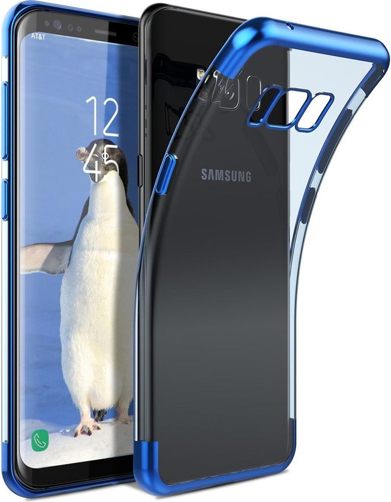 TPU Hülle für Samsung Galaxy S8 Plus Case Silikon Cover Transparent mit Farbrand Handyhülle