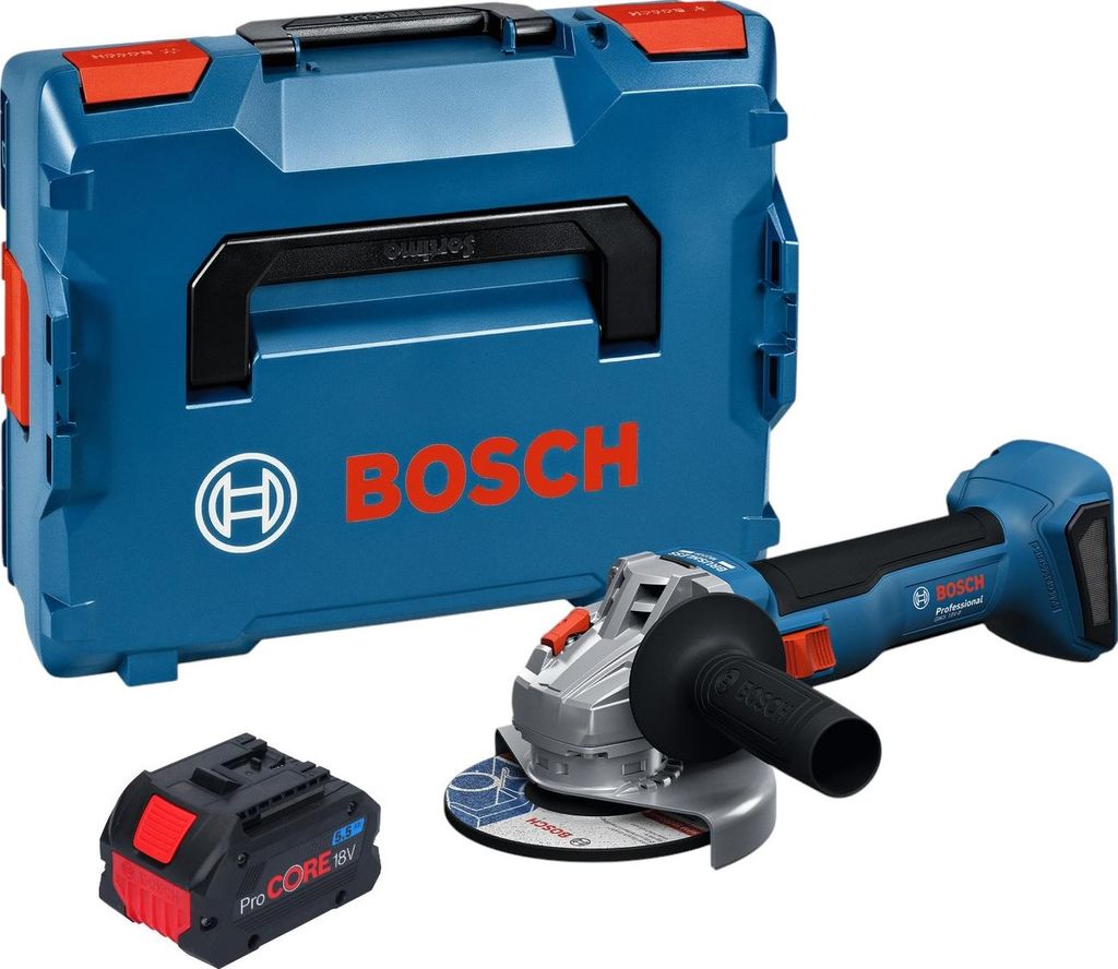 Bosch GWS 18V-8 Professional Akku Winkelschleifer 18 V 125 mm Brushless + 1x ProCORE Akku 5,5 Ah + L Boxx - ohne Ladegerät