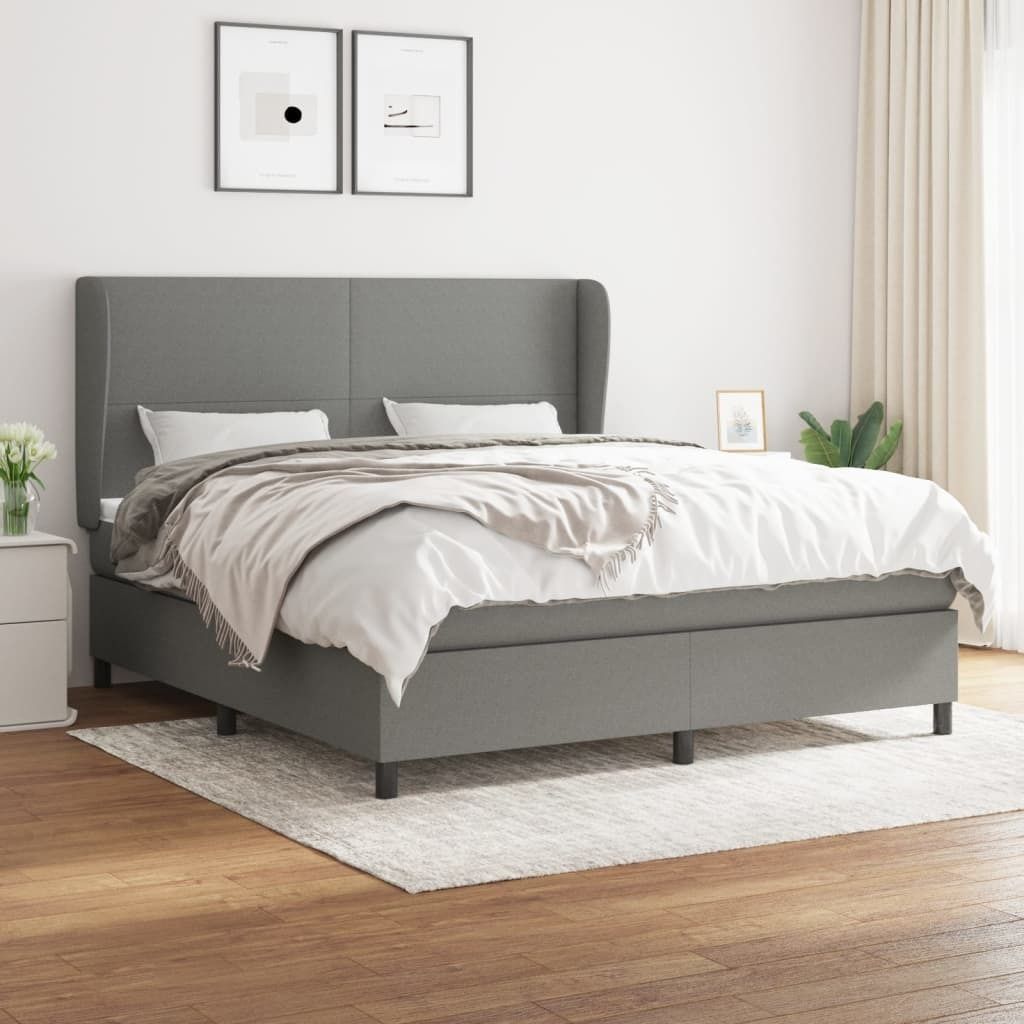 The Living Store Boxspringbett mit Matratze Dunkelgrau 180x200 cm Stoff