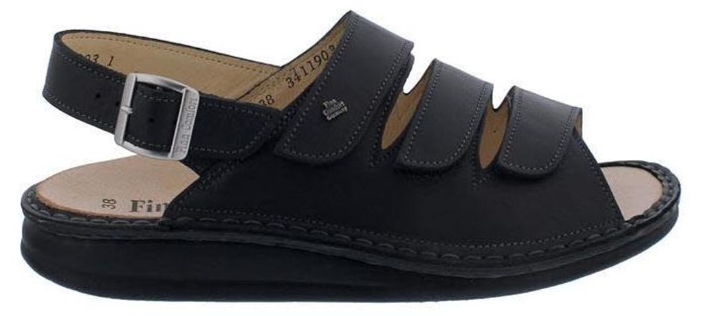 Finn Comfort Sandale Sylt 2509-676393, Glattleder, Schwarz, Fußbett zum Wechseln 38