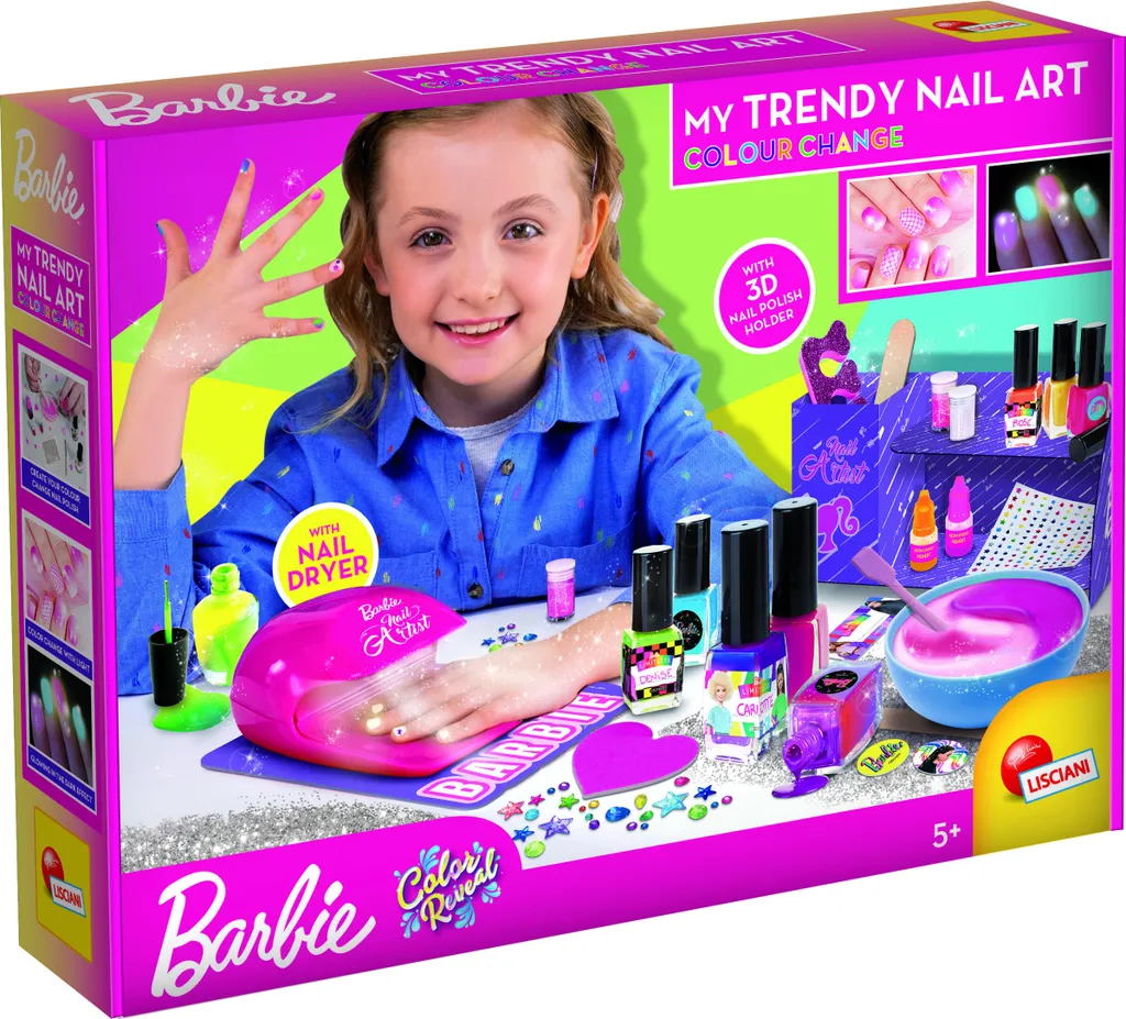 Lisciani Barbie 102747 Trendy Nail Art Kit Vernis DIY avec Séchoir Ongles