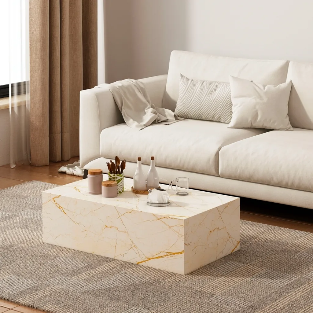 Petite table basse design moderne marbre gris 90x50 cm modèle Mahner - 8