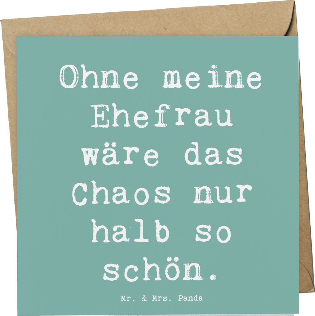 Mr. & Mrs. Panda Grußkarte Spruch Ehefrau Chaos - Meeresbrise - Geschenk, Klappkarte, Zusammenleben, Geburtstag, Lächeln, Geburtstage, für, Glü...