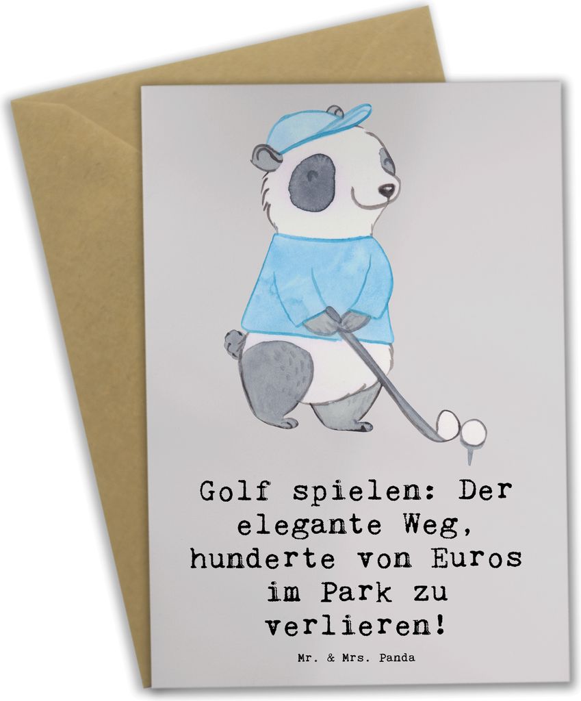 Mr. & Mrs. Panda Grußkarte Golf Eleganz - Grau Pastell - Geschenk, Geduld, Sportler, Missgeschicke, Wohlfühlen, osterkarten, Teamsport, Geschenke...