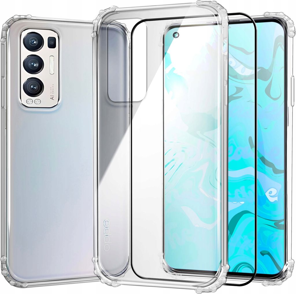 Schutzhülle Klar für OPPO RENO 5 PRO 5G hülle hüllen Transparent Slim Cover Clear Case Durchsichtig Bumper + Schutzfolie Glas