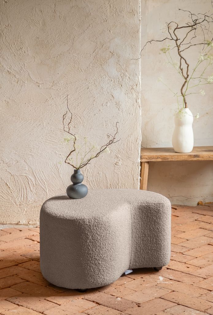MIUFORM Miuf Pouf - Sitzpouf - 68x64cm - Latte - Fußablage Hocker Sitzhocker