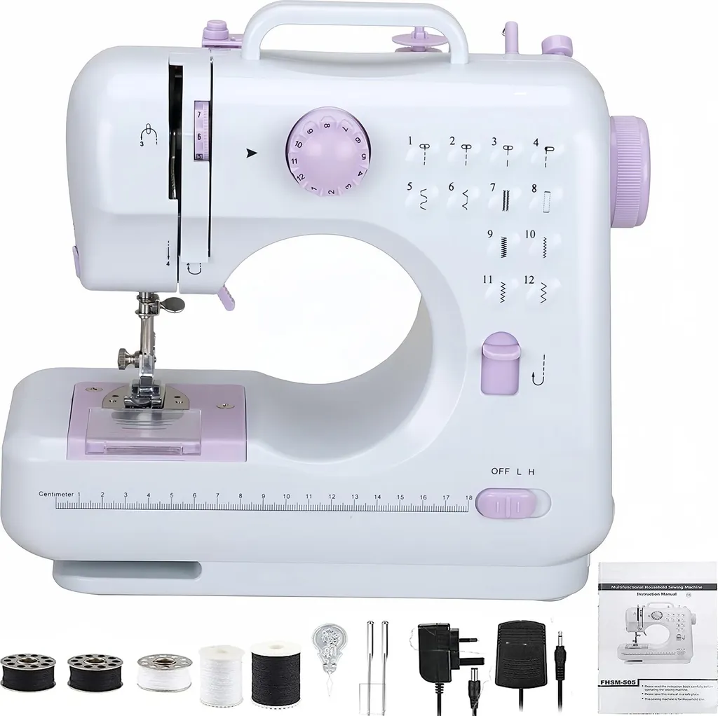 Machine à coudre 505A multifonction avec 12 points et bras libre blanc