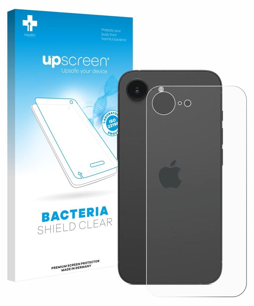 upscreen Schutzfolie für Apple iPhone 17e (Rückseite) Displayschutz Displayschutzfolie Folie Klar antibakteriell