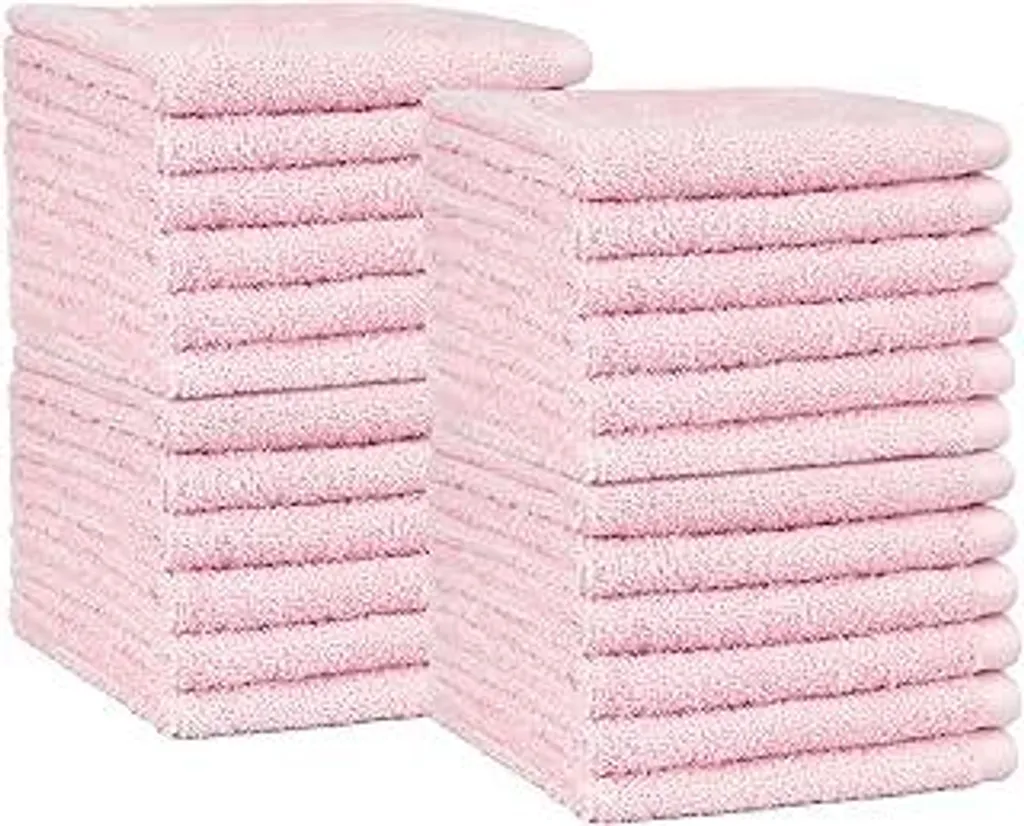 Set 24 Asciugamani Piccoli Rosa Fiorito 30x30 - Cotone per Bambini e Neonati