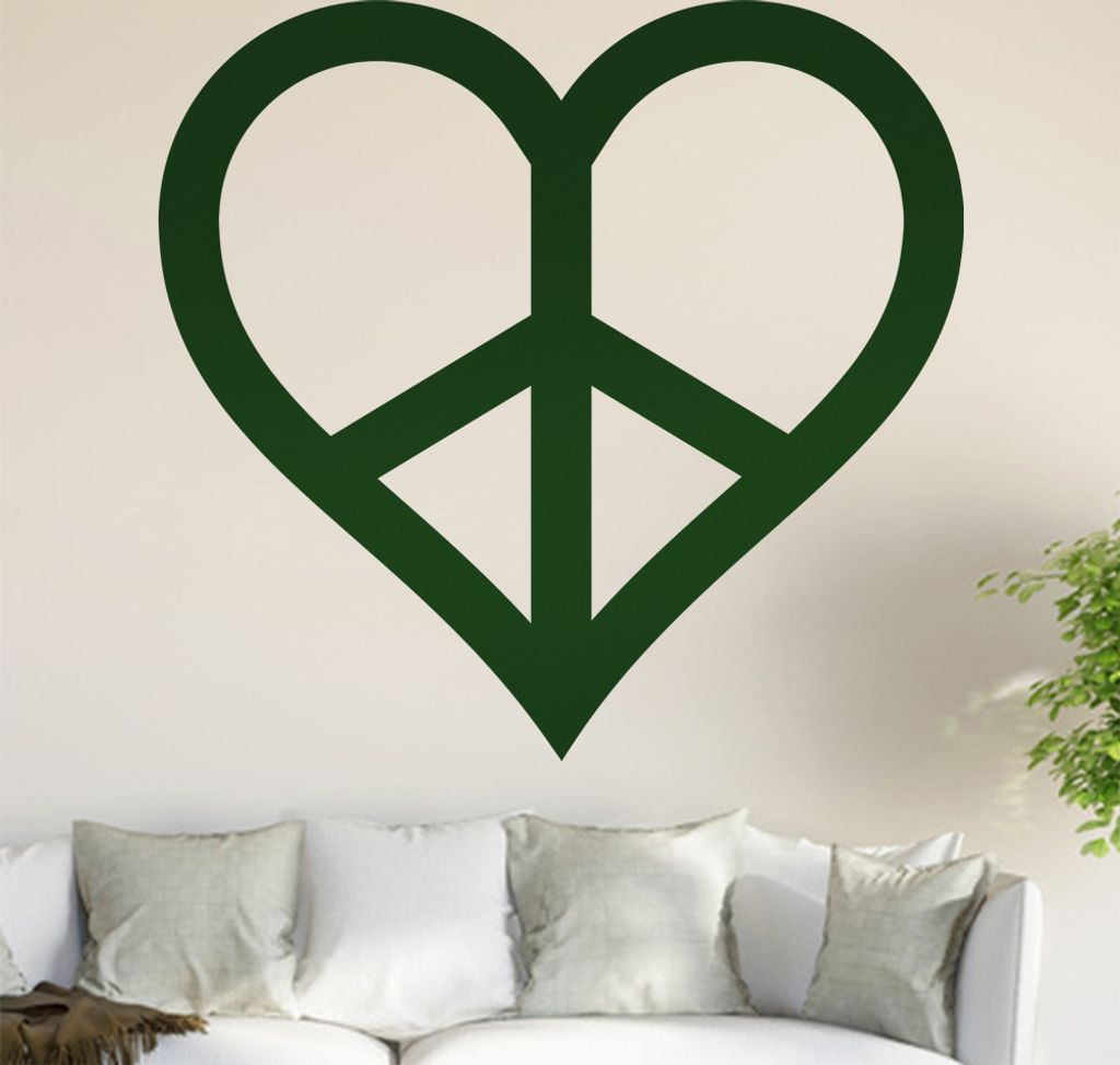 Peace - Herz Wandtattoo in 6 Größen - Wandaufkleber Wall Sticker - Dekoration, Küche, Wohnzimmer, Schlafzimmer, Badezimmer