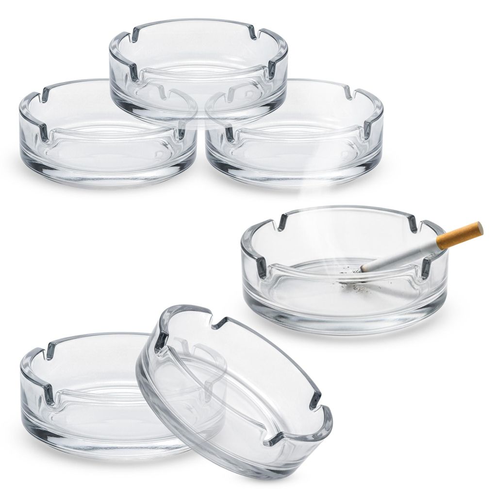 Glas Aschenbecher rund 10 cm - 6 Stück - Klassischer Tisch Produktbild 