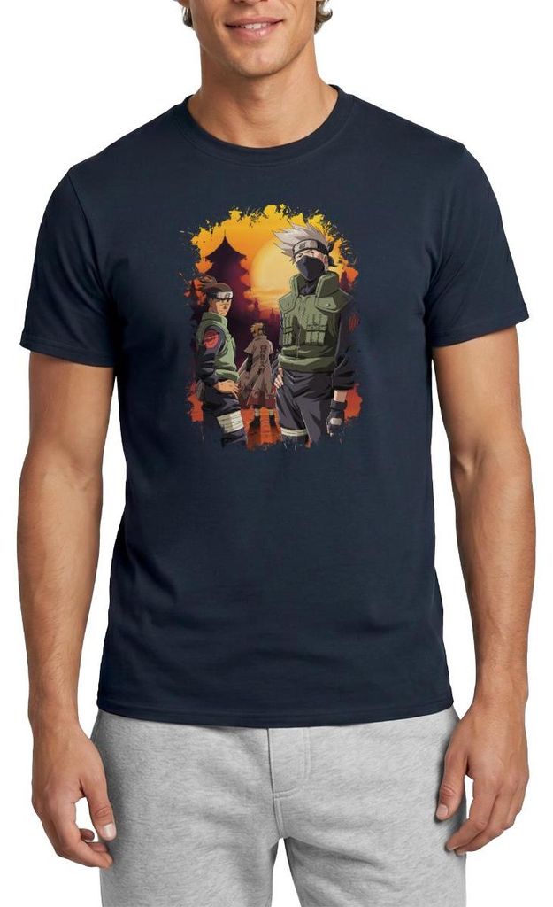 Spreadshirt Naruto Cooles Design Mit Kakashi, Iruka Und Naruto Männer T-Shirt, 3XL, Navy