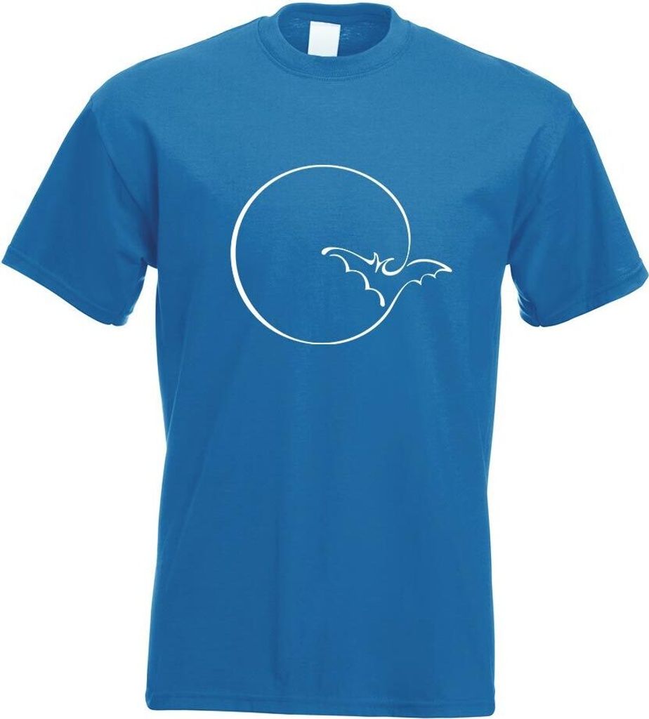 Kiwistar - T-Shirt - royal - Mond mit Fledermaus Motiv Bedruckt Funshirt Design Print - mit Motiv Bedruckt - Funshirt Design - Sport - Freizeit - H...